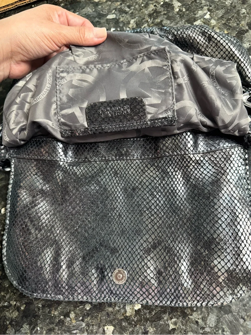 Michael Kors Metallic Black Chain Shoulder Bag